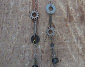 Navy Crystal and Watch Part Earrings