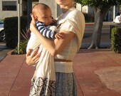 Babyring sling infant to toddler carrier wrap adjustable organic natural MUSLIN light cotton  base damask  tail trim or -