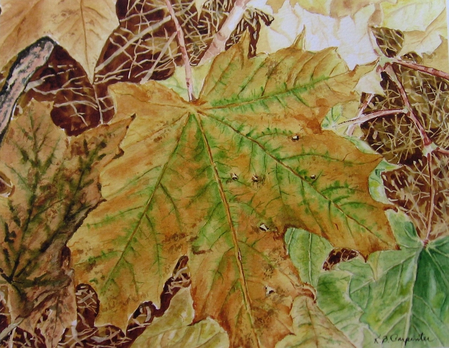 Turning Over a New Leaf Original Watercolor - KBCarpenterArt