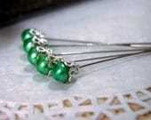 Crown Pins in Jade Green - Scrapbooking, Card Making, Altered Art, Bridal, Millinery.
