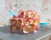 Dainty Rose Pink Handmade Paper Cherry Blossoms - Card Making, Scrapbooking, Crafts.