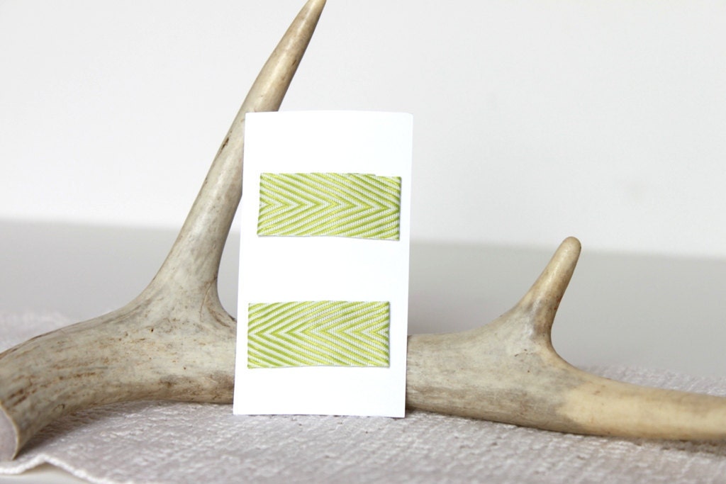 Tender Shoots Chevron Hair Clips.  Girls Hair Accessory. Children Fashion. Geometric. Toddler Girl. Green Grass. Easter Basket
