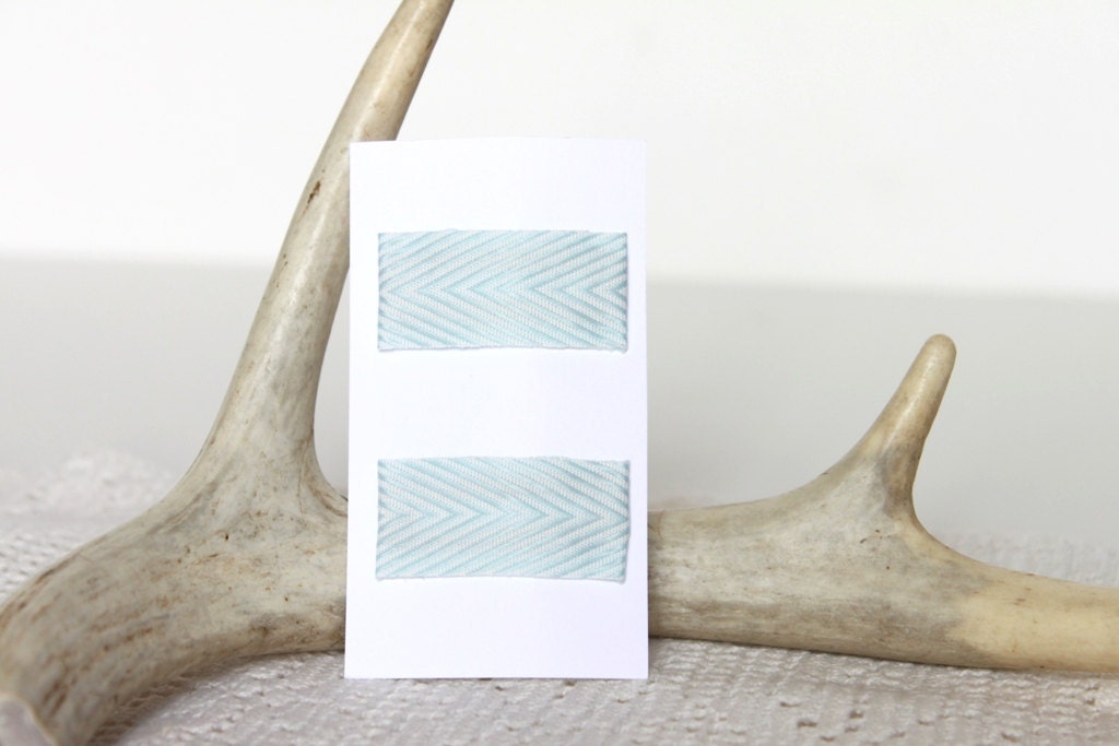 Dusk Blue Chevron Hair Clips.  Girls Hair Accessory. Children Fashion. Geometric. Toddler Girl. Aqua. Light Teal