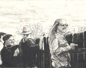 Black and White print- Original etching "Ladeen's Fence"