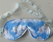Cotton  & Flannel Sleep Mask with Lace Ties - Clouds and Stars