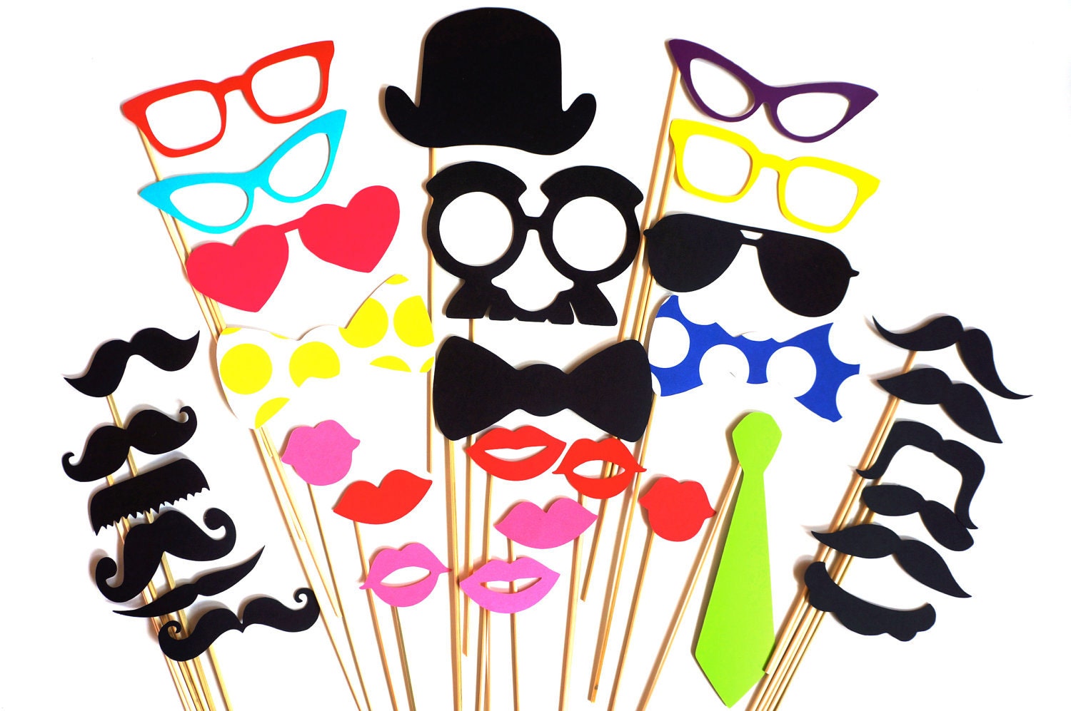SALE - Super Photo Booth Prop Set - 32 pieces - Birthdays, Weddings, Parties - Great Photobooth Props