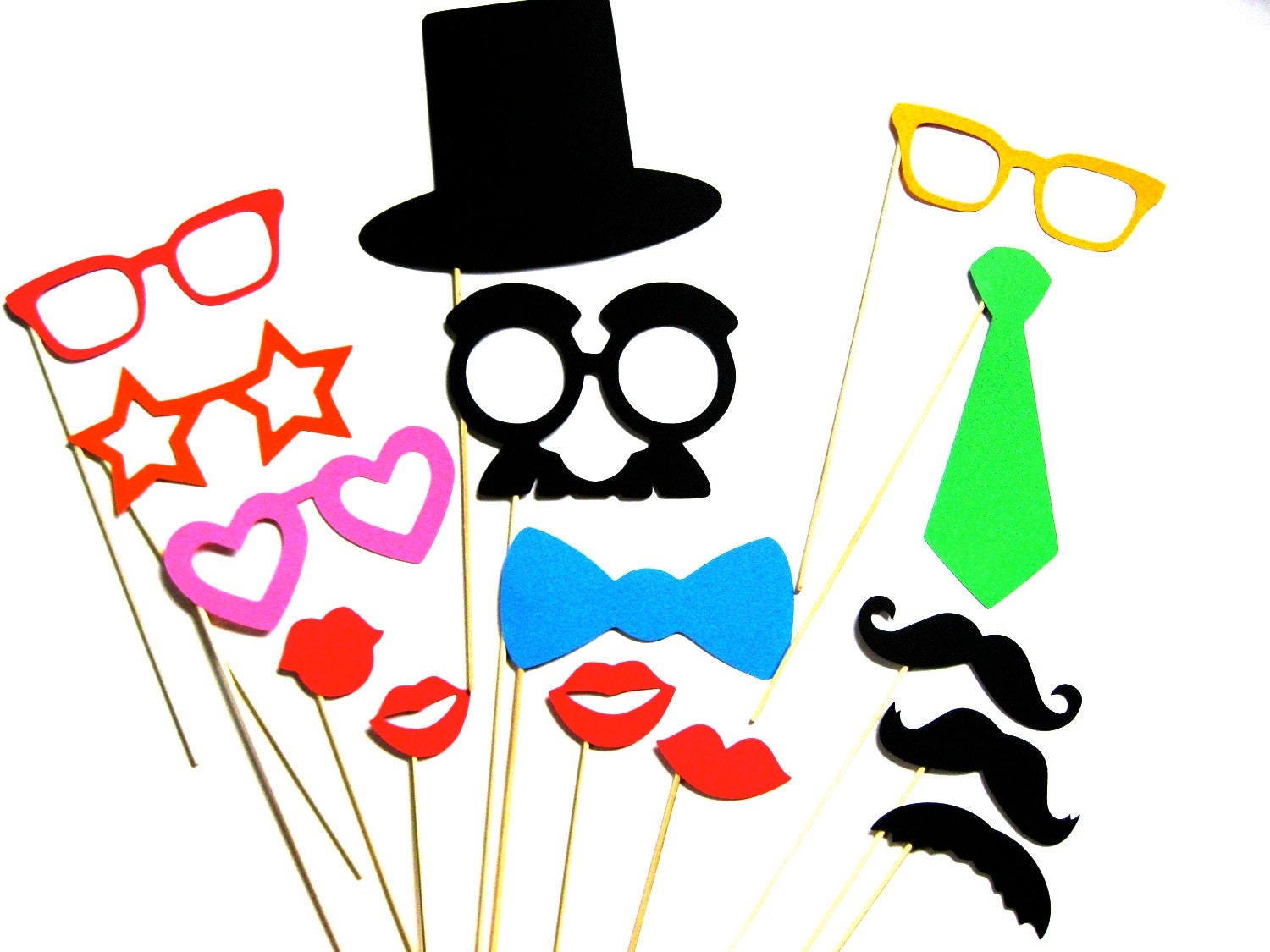 Best Set Photo Booth Props - 15 piece set - Photobooth Props Party Props