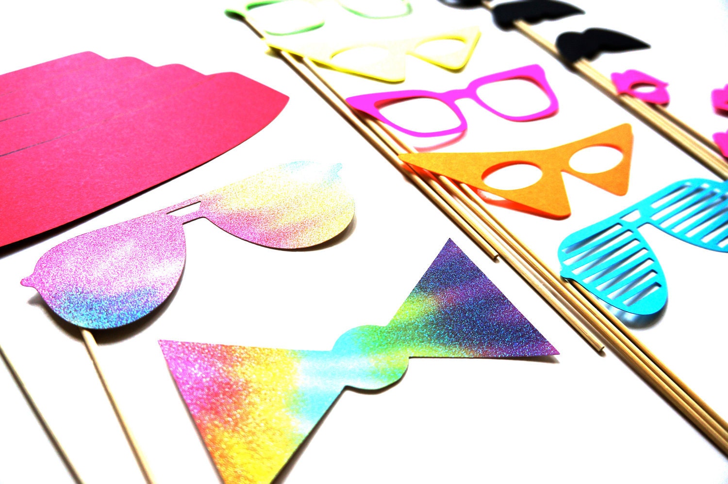 Photo Booth Props - The Totally 80s Collection - 14 piece prop set - Birthdays, Weddings, Parties - Photobooth Props