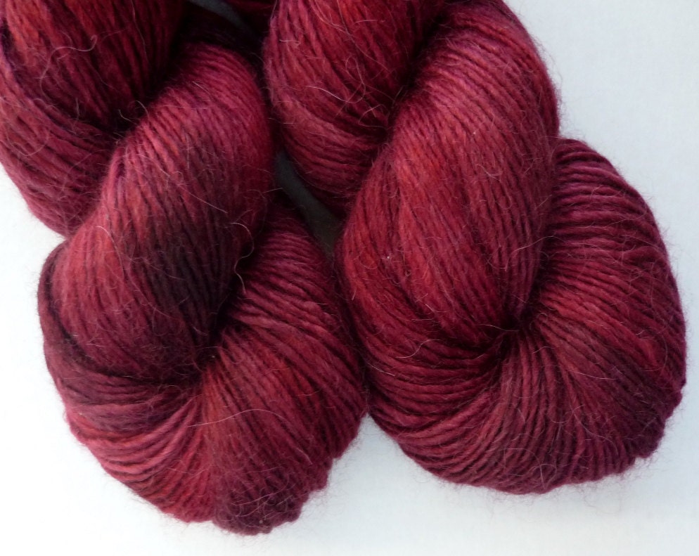 Alpaca / Wool / Silk Yarn - Single-Ply DK Weight  Yarn in Cranberry Bog Colorway