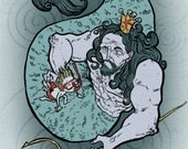 When I met the Mermaid King  art illustration drawing ink pencil pen digital print comic