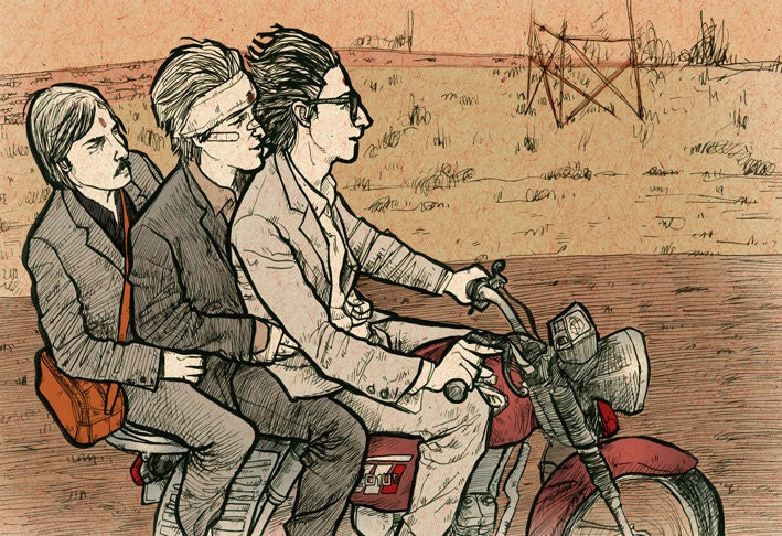 Movie Poster Darjeeling brothers 3  art illustration drawing ink pencil pen digital print comic