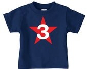 Personalized number birthday t shirt for kids, star design