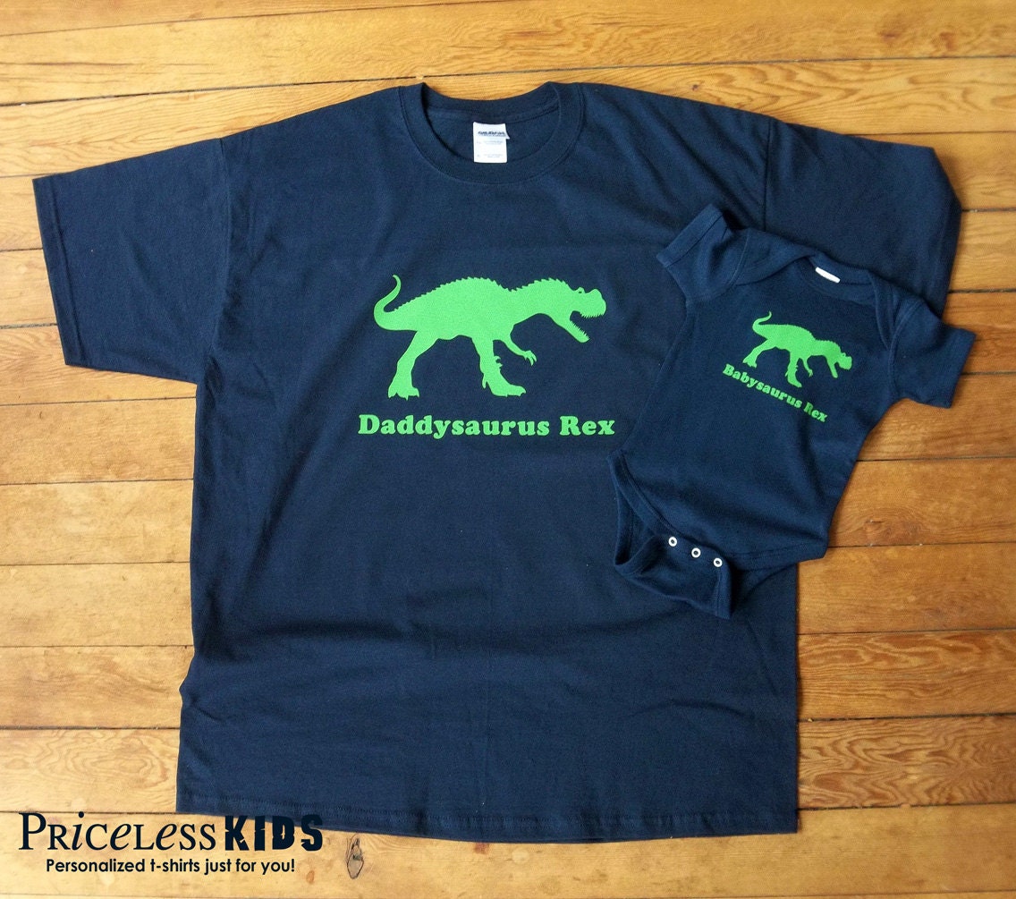 Daddy dinosaur t shirt and baby onesie or kids t shirt  gift set, perfect tshirt combo for fathers day gift