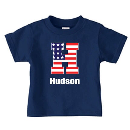 Personalized 4th of July flag initial t shirt, personalized 4th of July kids t shirts