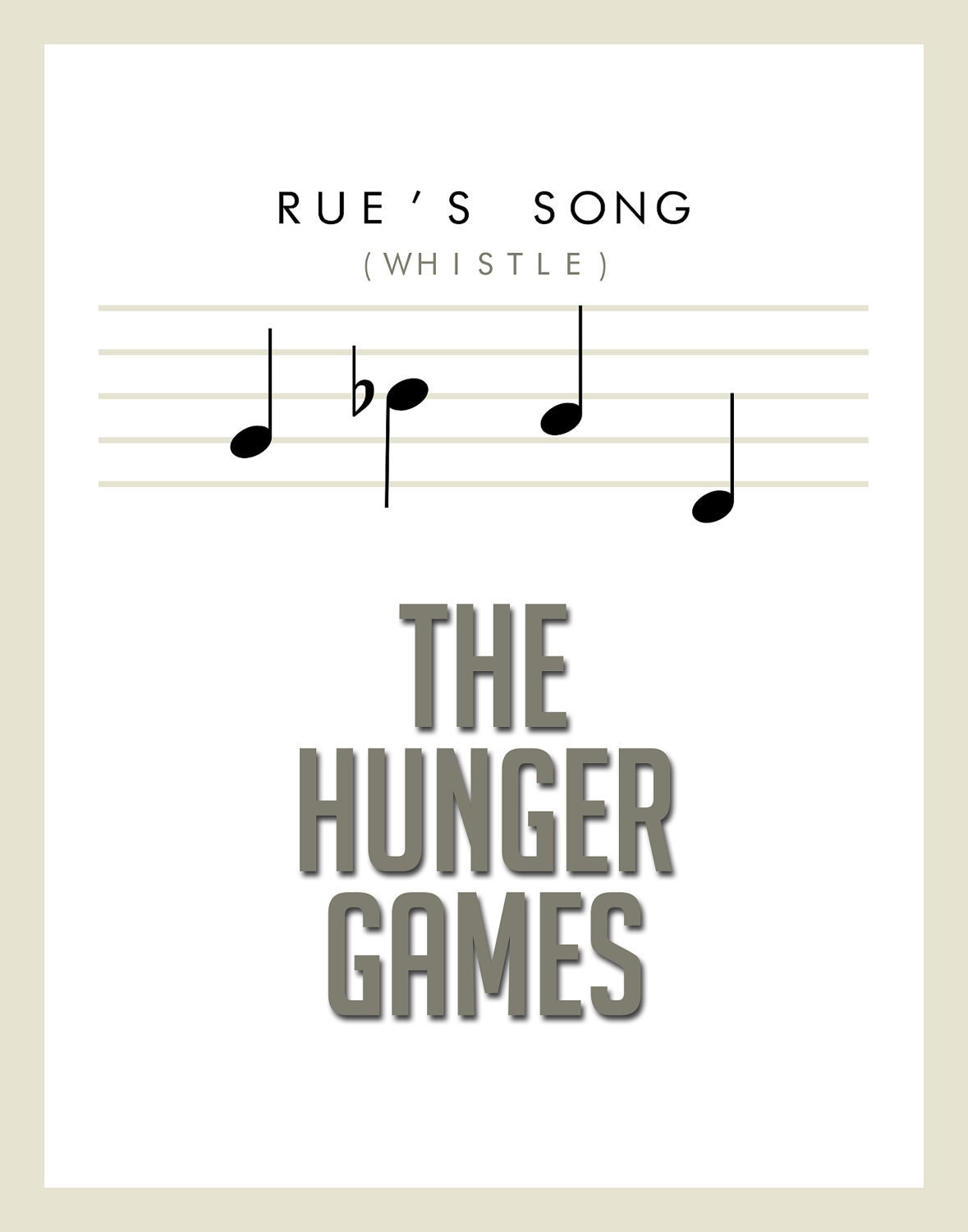 Rue's Song Hunger Games Inspired Poster 11" x 14" in White
