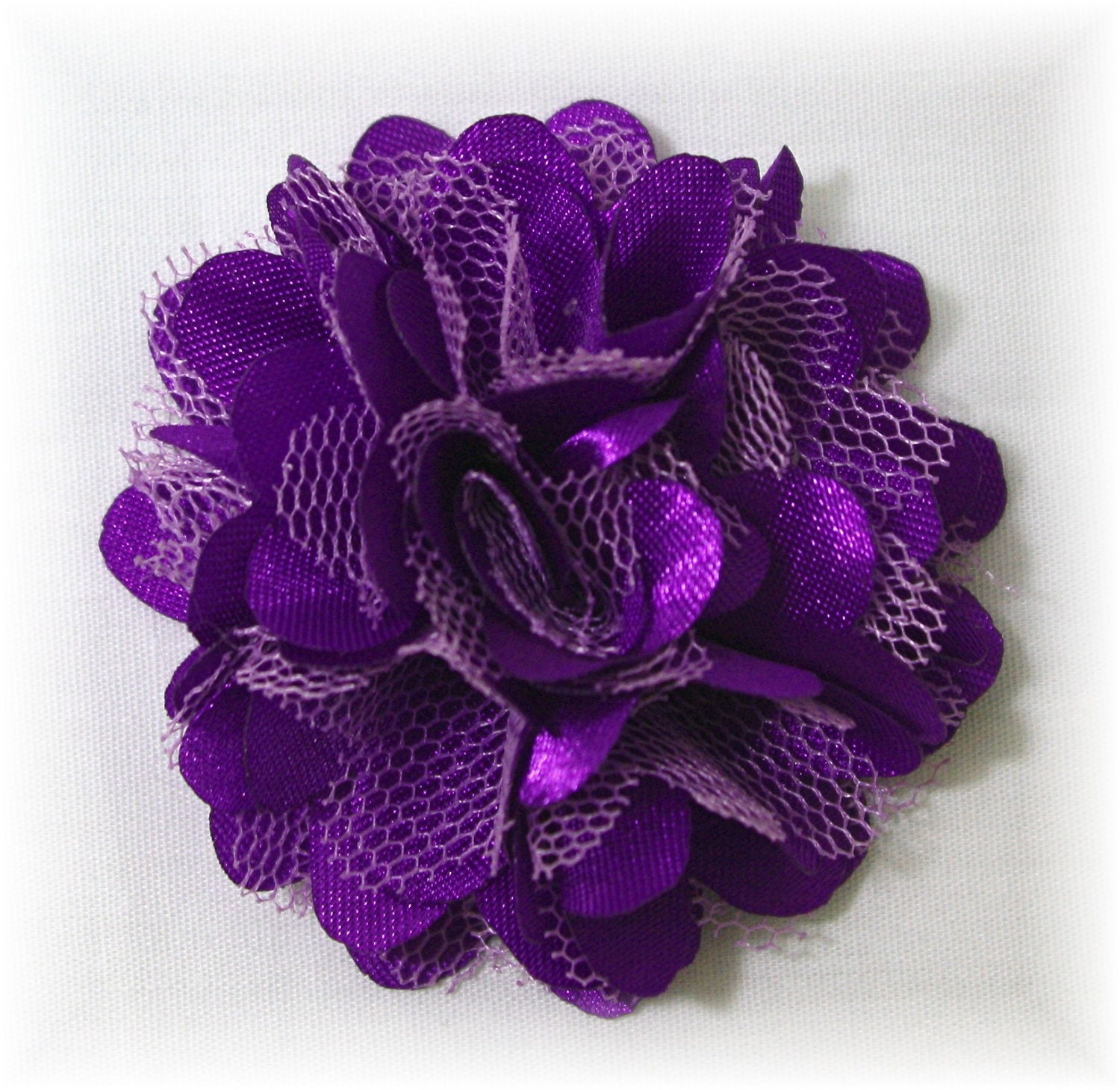 Purple Hair Flower or Brooch - 2" MINI OLIVIA FLOWER - Satin Flower Clip - simpledesign816