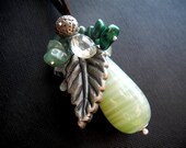 Mint Agate Silver Necklace - Pastel Green Necklace - Spring Fresh -  Handmade Silver Leaf - Botanical Organic Nature - Woodland Forest Green