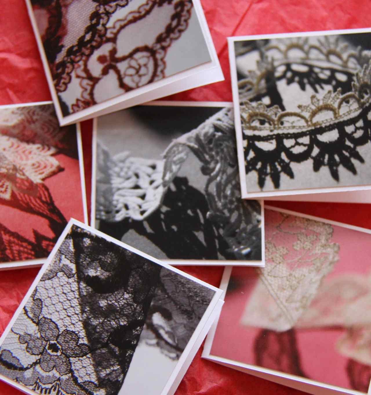 Vintage lace mini photo cards set of 6 mini - SandrasCardShop