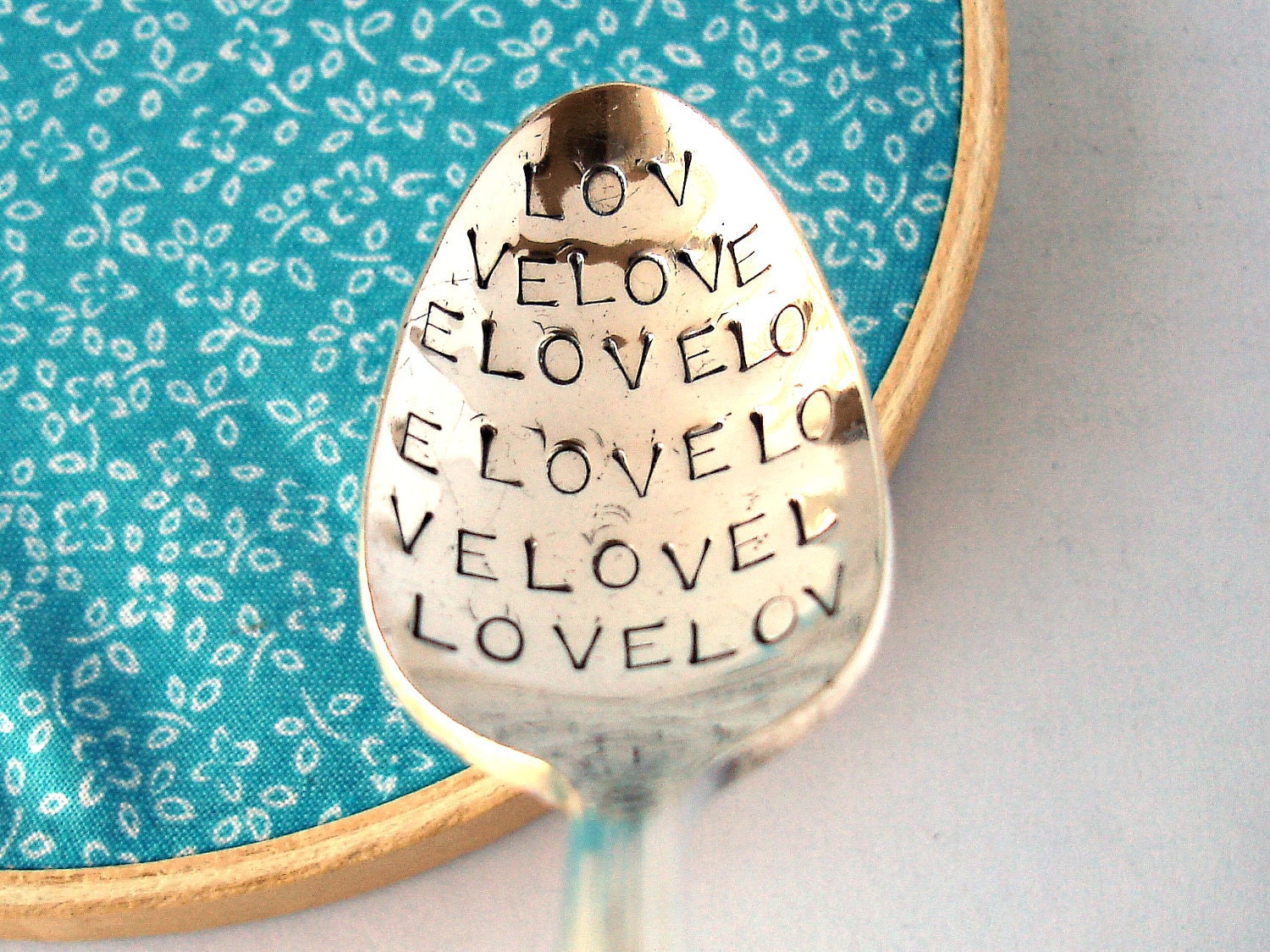 Spoonful of Love, Hand Stamped Vintage Silverplated Spoon, Valentine's Day Gift