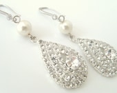 Art deco crystal rhinestone pear shape bridal earrings wedding jewelry bridal jewelry bridesmaid gifts