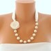 Bridal necklace vory organza rose and ivory pearl handmade wedding necklace wedding jewelry bridesmaid gifts