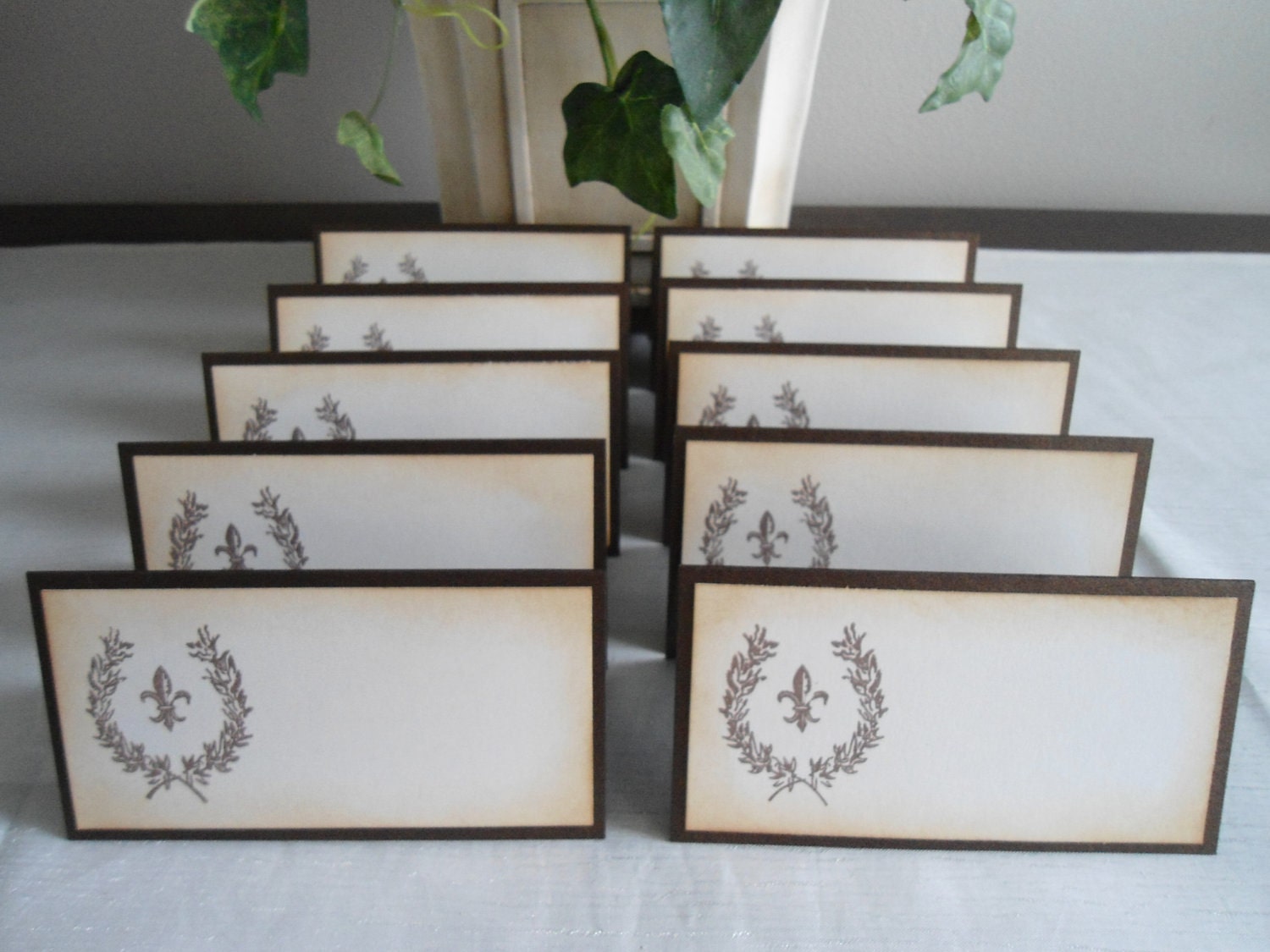 Vintage Inspired French Floral Fleur De Lis Place/Escort Cards