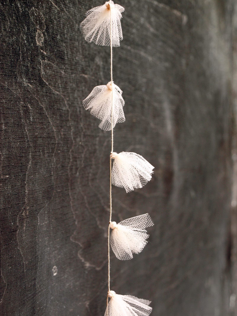 flower tulle garland - in powder pink - home and garden decor