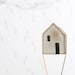 mini House necklace. white wood pendant. delicate gold plated snake chain. minimalist art