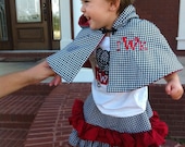 Reversible Cape, Houndstooth black and white with red reverse by Sew Jewell