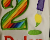 Age Number  Birthday - Art Party T-Shirt Customized and Monogrammed by Sew Jewell