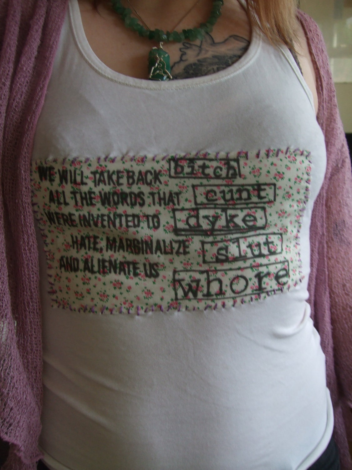 RIOT GRRRL Floral feminist vest top MATURE