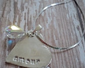 Fine Silver Heart Pendant Necklace AMOUR