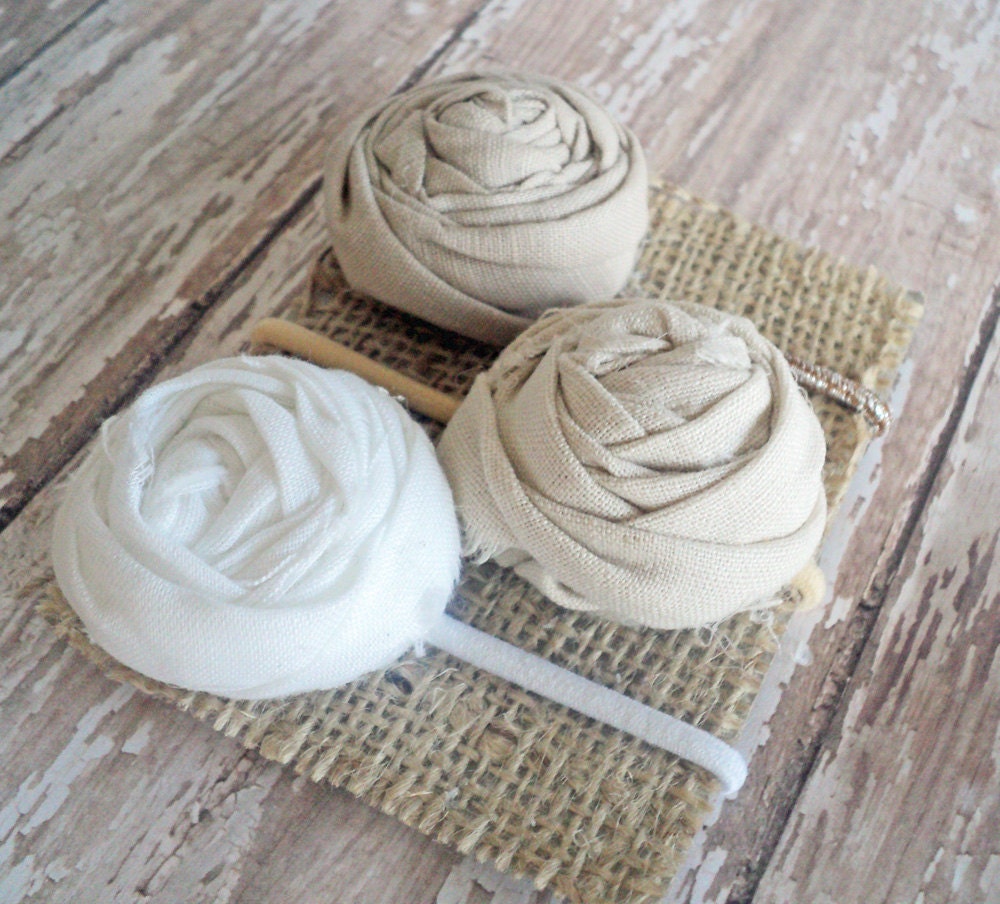Sweet Hair Band Trio in Neutral Linens