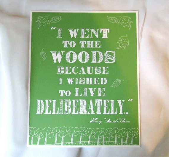 Thoreau - Typography Art Print - Quote Art - Thoreau - Literature - Walden - Inspirational Nature -  I Went to the Woods