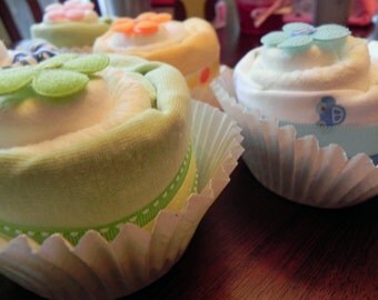 Diaper & Onesie Cupcake - Unique Baby Shower Gifts and Favors - cute girl boy neutral