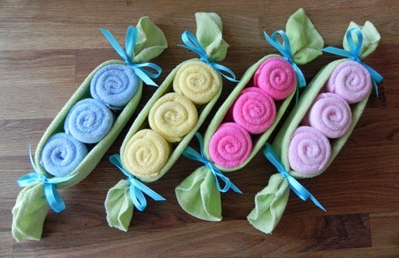Baby Washcloth Pea Pod - Unique Baby Shower Gifts and Favors infant washcloth cute boy girl neutral