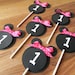 Cupcake Toppers: Minnie Mouse - Pink, White & Black Party Decorations kids birthday girl ribbon polka dot