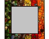 Medium 12" x 12"  Customizable Mosaic Mirrors, Mixed Media Stained Glass OOAK Made to Order