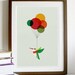 Hummingbird with Colourful Balloons - A3 Print