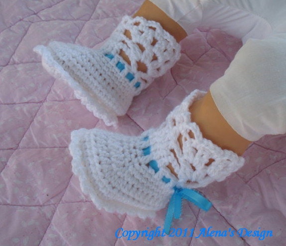 PDF Instant Download - Crochet Pattern 029 - White Lace Top Booties