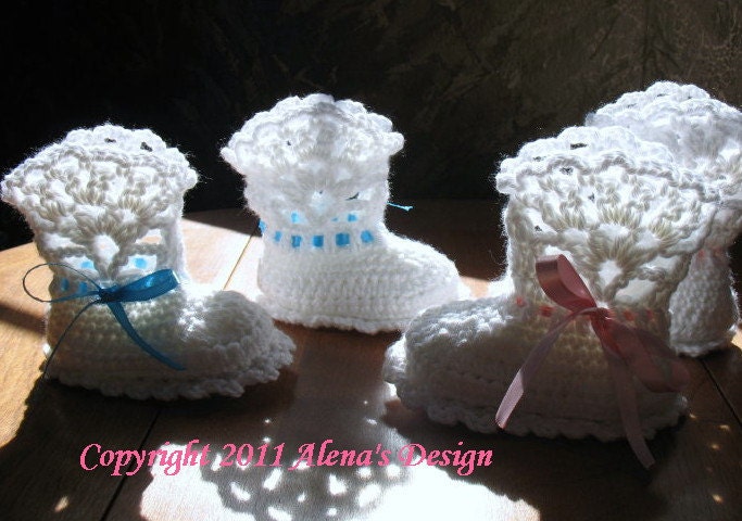 PDF Instant Download - Crochet Pattern 029 - White Lace Top Booties
