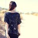 Black Sequin Silver Silk Blue Beaded Irredescent Evening Top Blouse - Peacock II