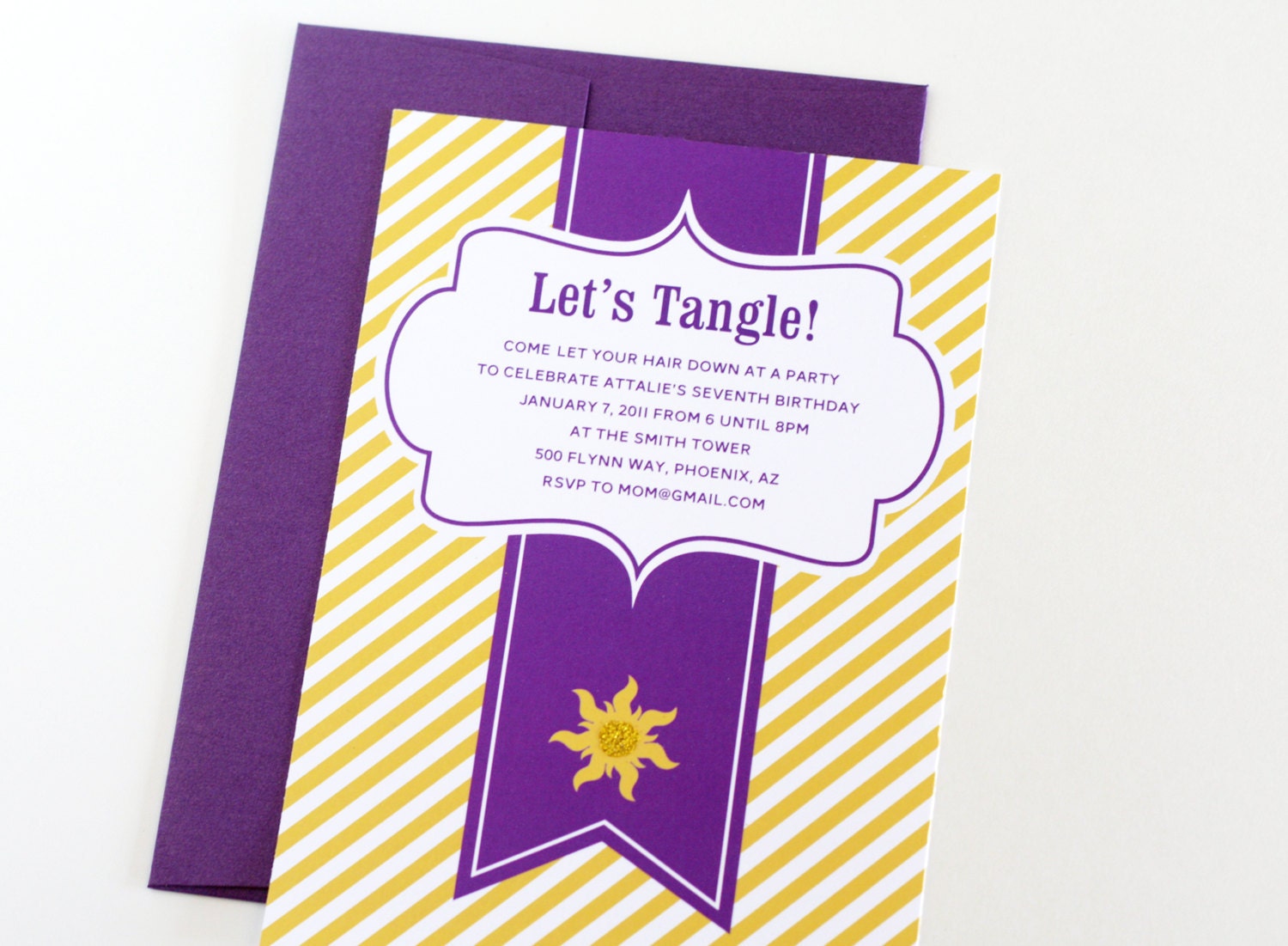 Rapunzel Tangled inspired Invitations "Let's Tangle" Personalized Printable Birthday Invites