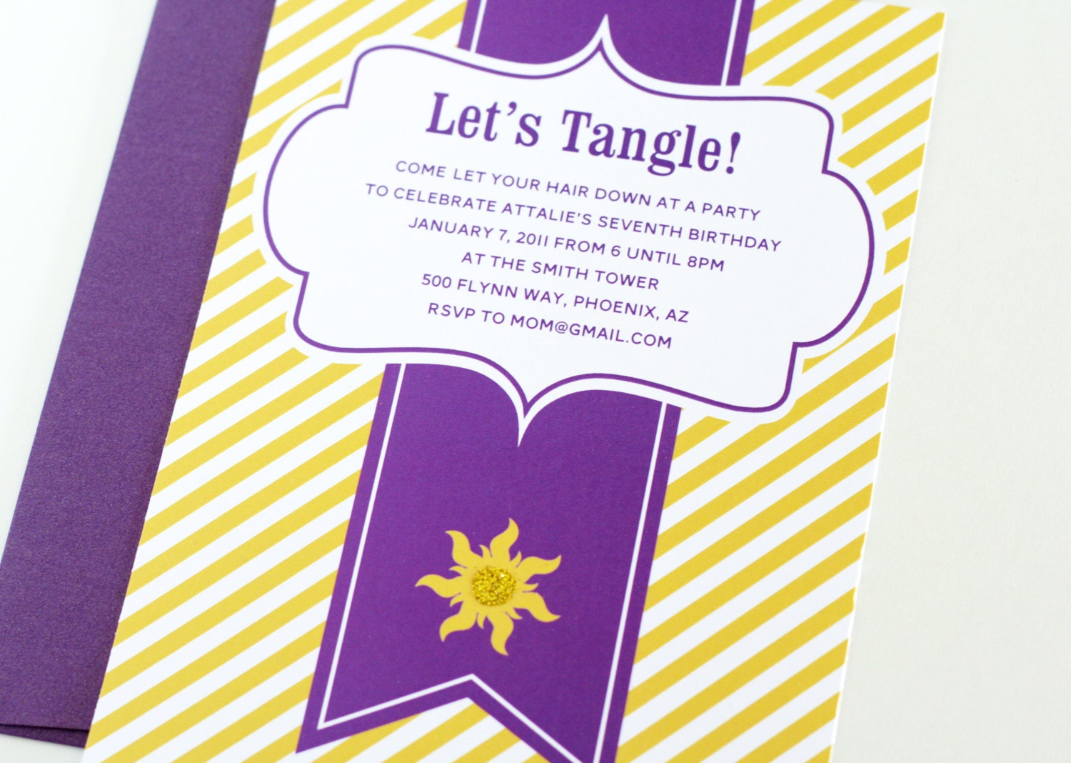 Rapunzel Tangled inspired Invitations "Let's Tangle" Personalized Printable Birthday Invites