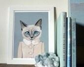 Framed Fine Art Print - Violet - Cats In Clothes by Heather Mattoon