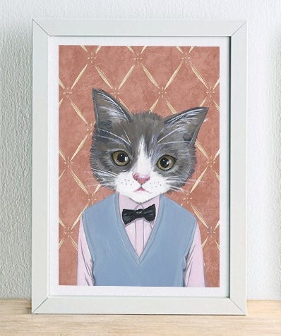 Framed Fine Art Print - Morris - Cats In Clothes by Heather Mattoon