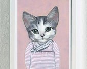 Framed Fine Art Print - Elise - Cats In Clothes by Heather Mattoon