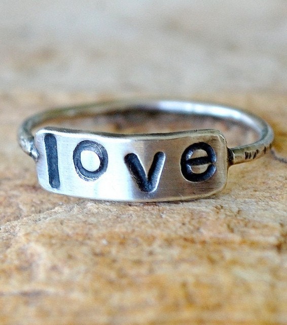 Eco Friendly Recycled Sterling Silver - Personalized Hand Stamped Ring - Custom Size