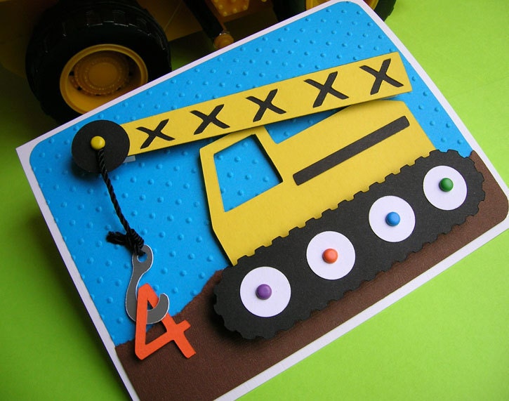 Construction Crane Personalized Birthday Party Invitation (set of 8)