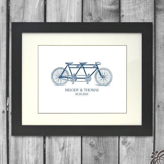 8x10 Tandem Bicycle Personalized Art Print